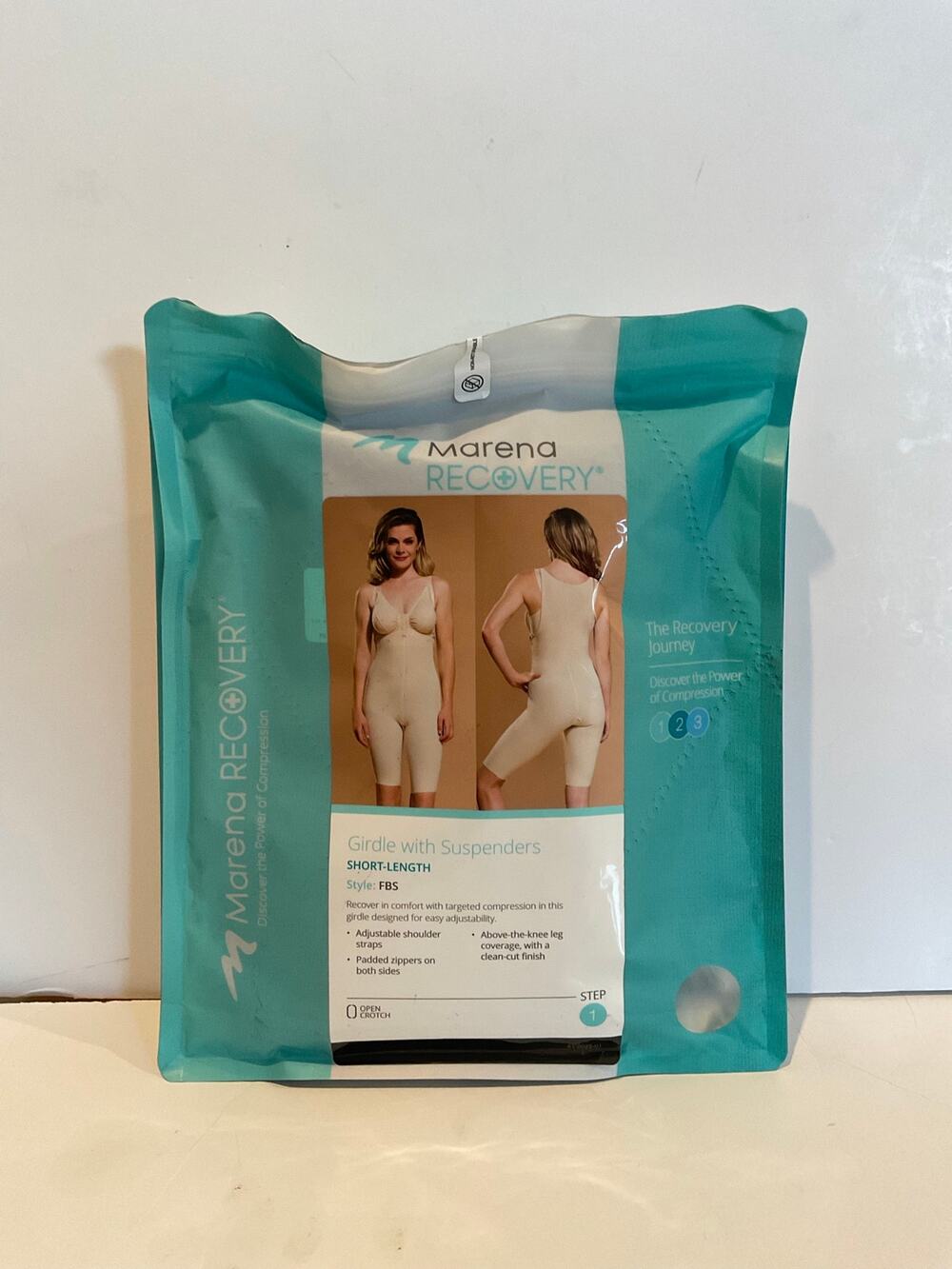 Marena Recovery Girdle with Suspenders Short Length FBS LARGE Black